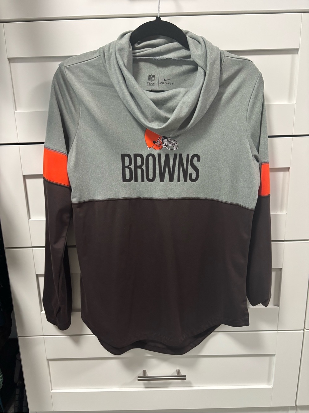 Nike Browns Gray, Brown & Orange Colorblock Pullover Hoodie